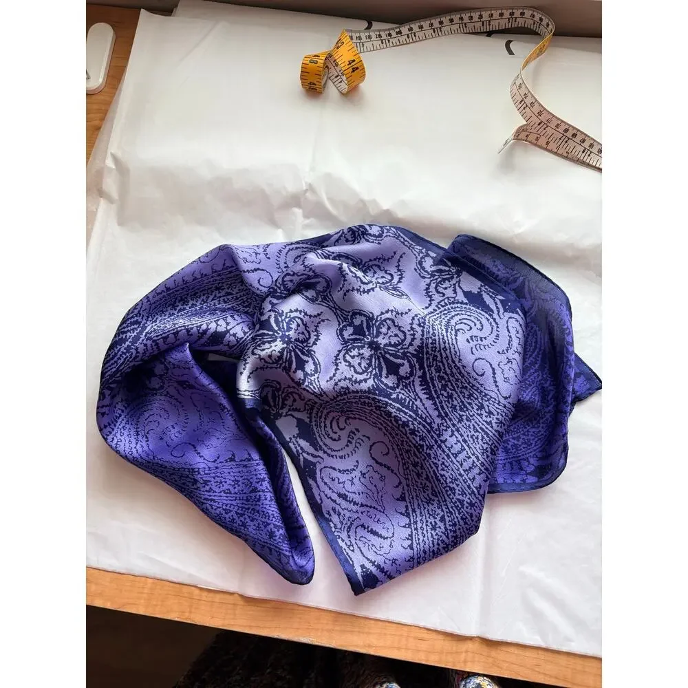 Elaine Gold For Collection XIIX Silk Scarf Rectangle Paisley Purple Vintage